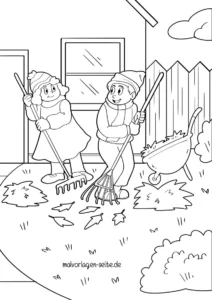 malvorlage-herbst-kinder-garten-laub-rechen