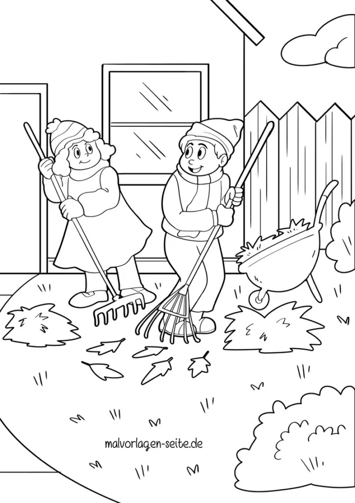 malvorlage-herbst-kinder-garten-laub-rechen