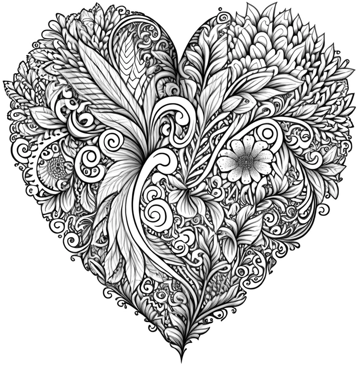 malvorlage-herz-mit-floralen-mustern