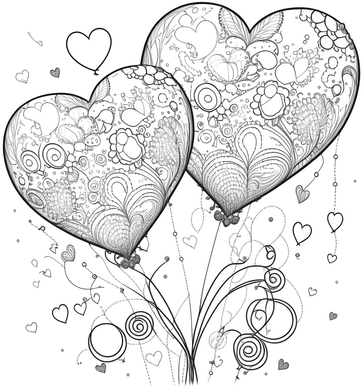 malvorlage-herzballons-florale-muster