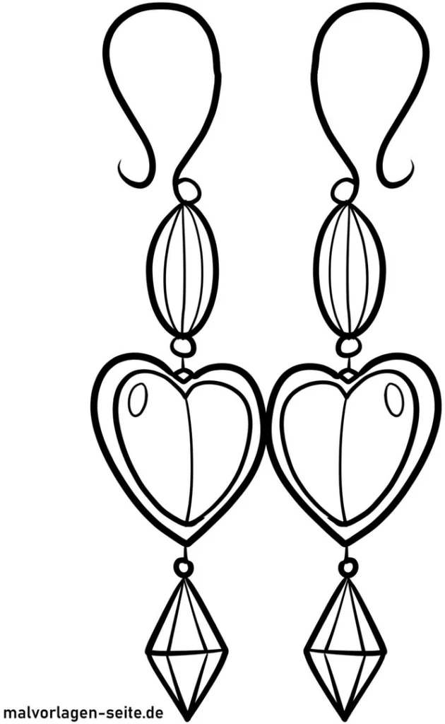 malvorlage-herzen-und-kristalle-elegante-ohrringe