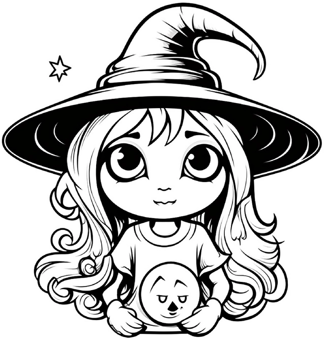 malvorlage-hexe-mit-geheimnisvollem-gesicht-und-zauberhut