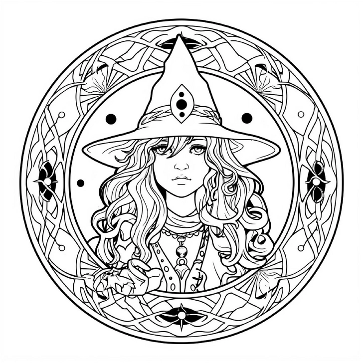 malvorlage-hexen-mit-magischen-symbolen-und-floralen-mustern