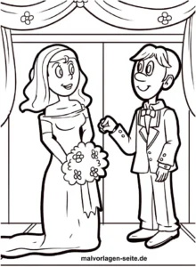 malvorlage-hochzeitspaar-in-festlicher-atmosphaere