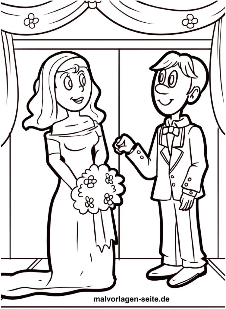 malvorlage-hochzeitspaar-in-festlicher-atmosphaere