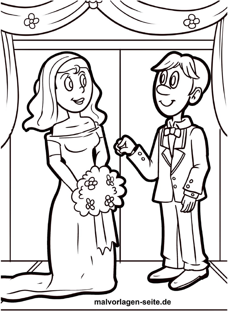 malvorlage-hochzeitspaar-in-festlicher-atmosphaere