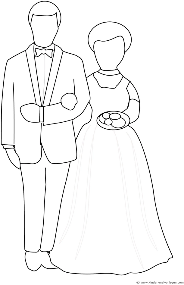 malvorlage-hochzeitspaar-mit-teller