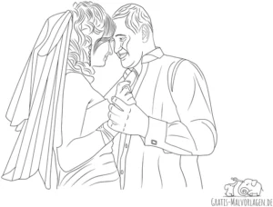 malvorlage-hochzeitstanz-paar-in-romantischer-umarmung