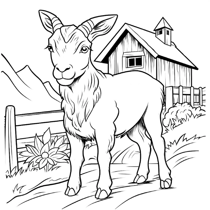 malvorlage-huegelziege-bauernhof-umgebung