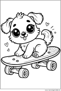 malvorlage-hund-auf-skateboard