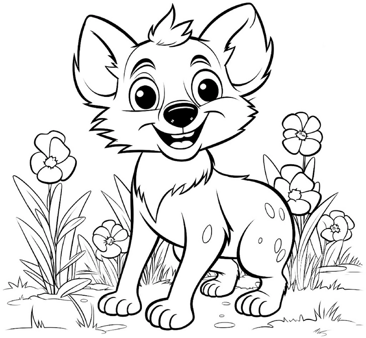 malvorlage-hund-in-blumenlandschaft