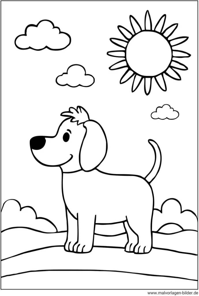 malvorlage-hund-in-der-natur-ausmalen
