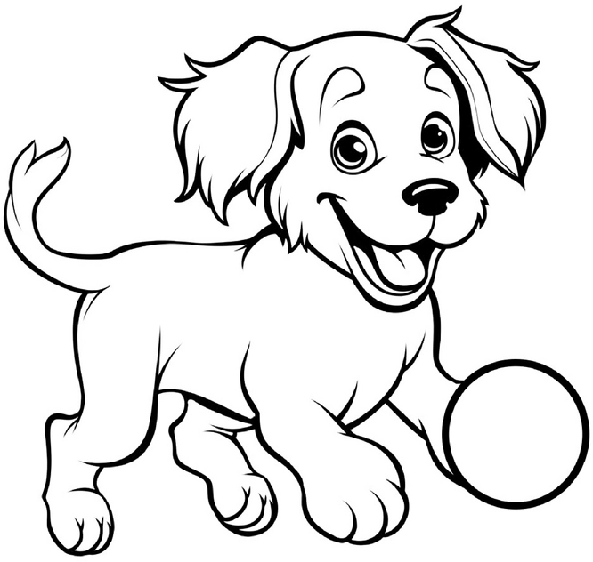 malvorlage-hund-mit-ball-zum-ausmalen