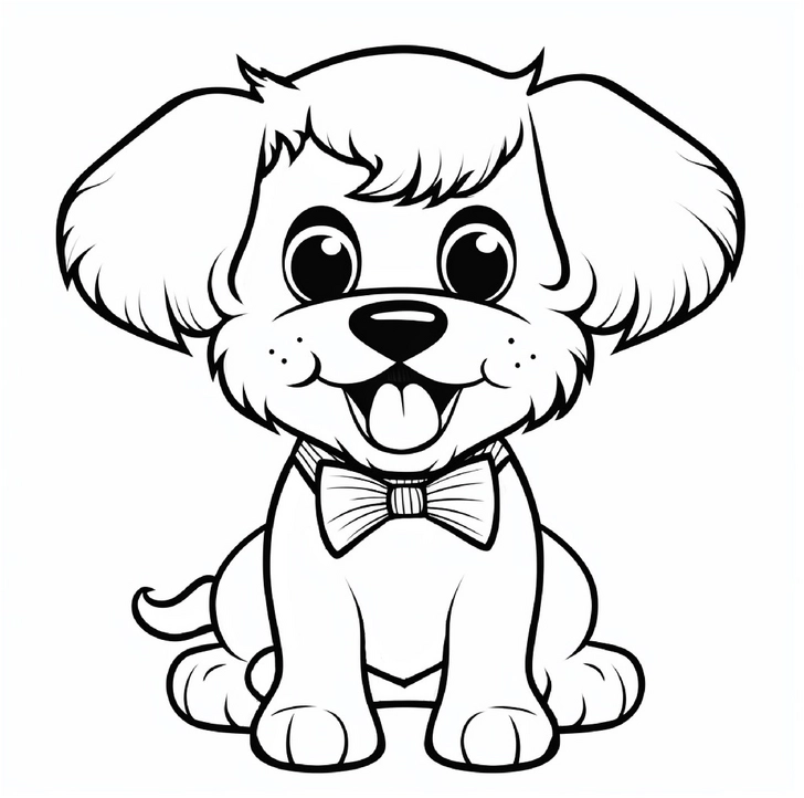 malvorlage-hund-mit-fliege-zum-ausmalen