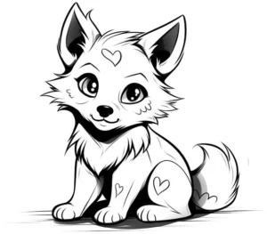 malvorlage-hund-mit-herzen-gestalten