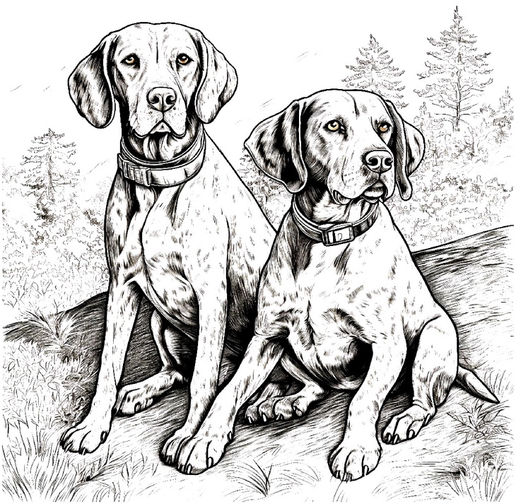 malvorlage-hunde-in-der-natur