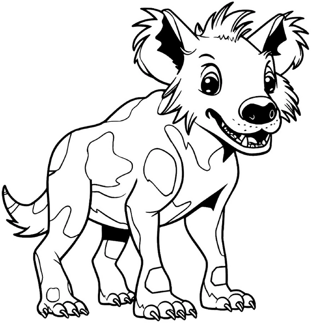 malvorlage-hyaene-verspielter-ausdruck-ausmalbilder