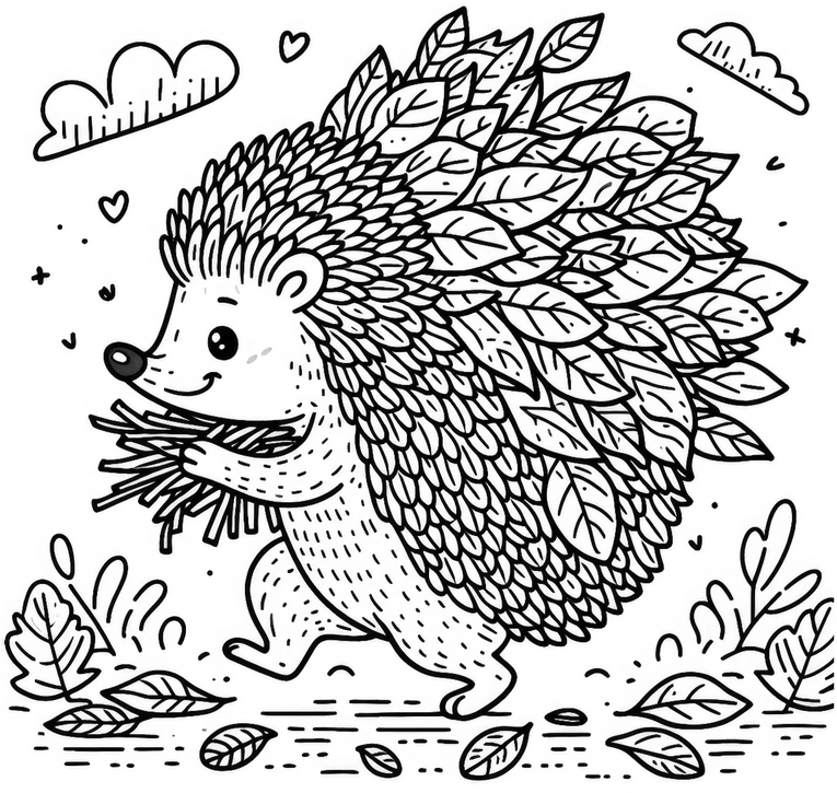 malvorlage-igel-blatter-natur