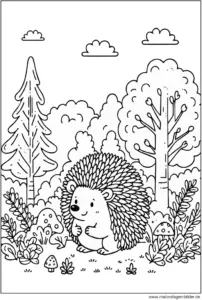 malvorlage-igel-im-wald-ausmalbild