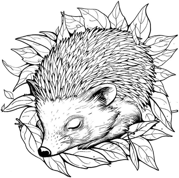 malvorlage-igel-in-blaettern