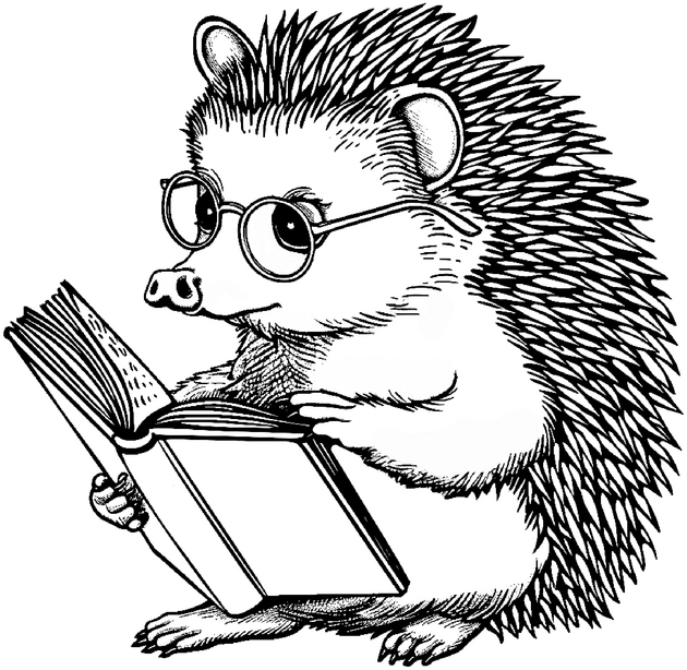 malvorlage-igel-mit-brille-und-buch