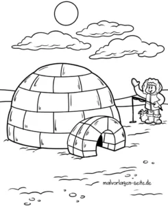 malvorlage-iglu-in-winterlandschaft