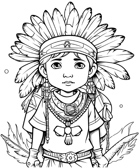 malvorlage-indianer-junge-mit-federn
