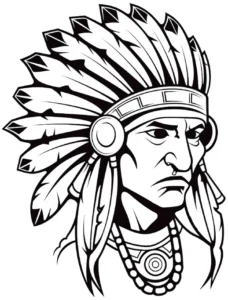 malvorlage-indianer-mit-federschmuck