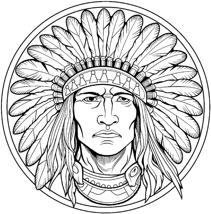 malvorlage-indianerhaeuptling-mit-federn