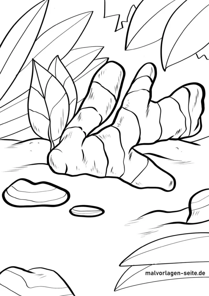 malvorlage-ingwerwurzel-in-natur-umgebung