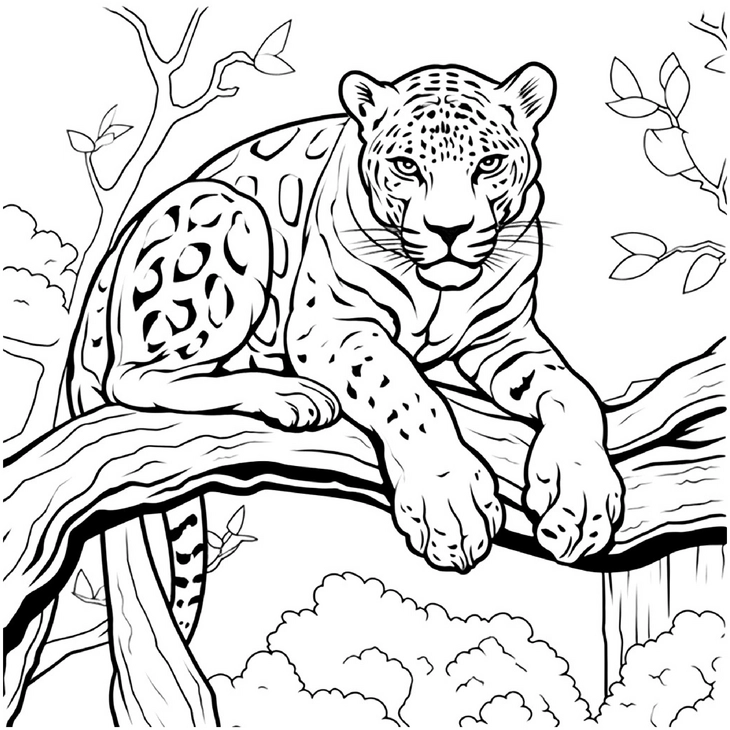 malvorlage-jaguar-auf-baum