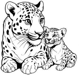 malvorlage-jaguare-mit-jungtier