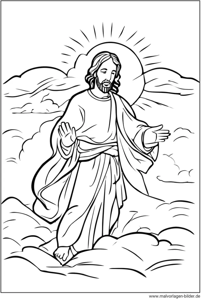 malvorlage-jesus-christus-auf-wolken-ostern