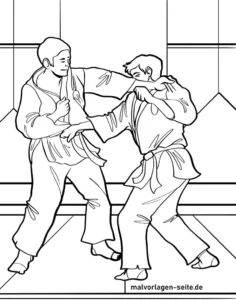 malvorlage-judo-kampf-zwei-judokas