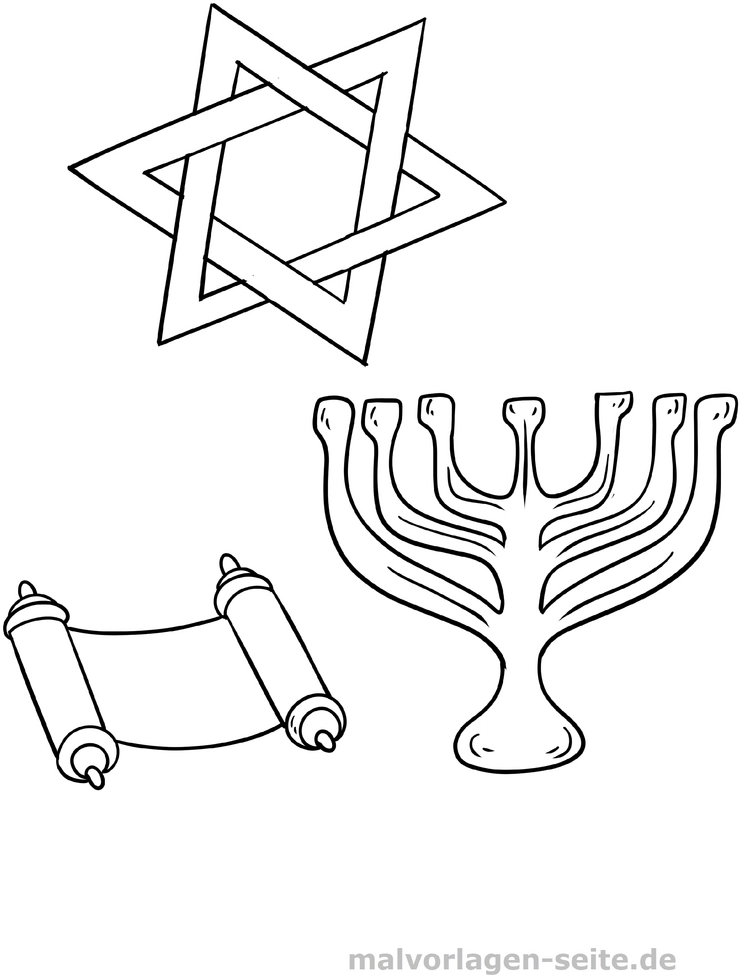 malvorlage-juedische-symbole-entdecken