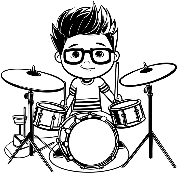 malvorlage-junge-am-schlagzeug