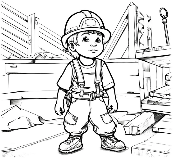 malvorlage-junge-bauarbeiter-auf-baustelle