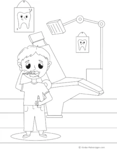 malvorlage-junge-beim-zahnarzt-und-zahnhygiene