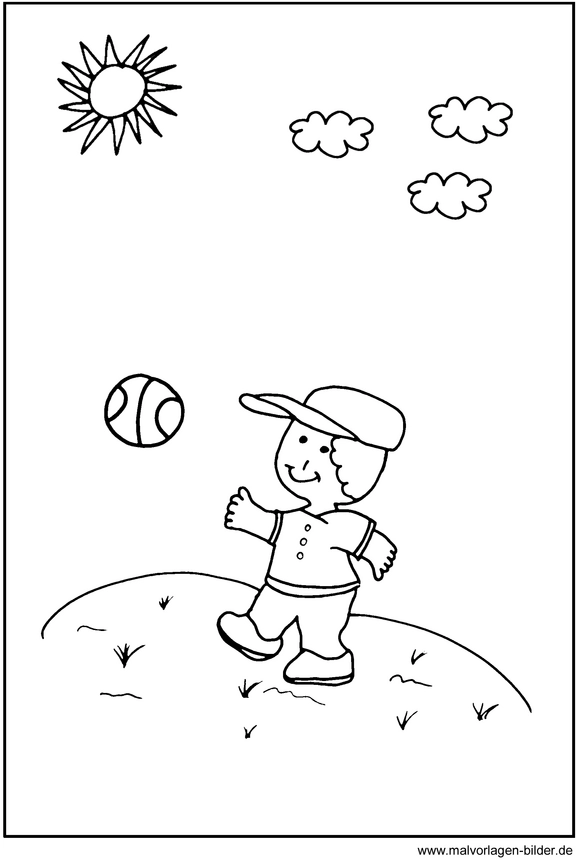 malvorlage-junge-mit-ball-zum-ausmalen