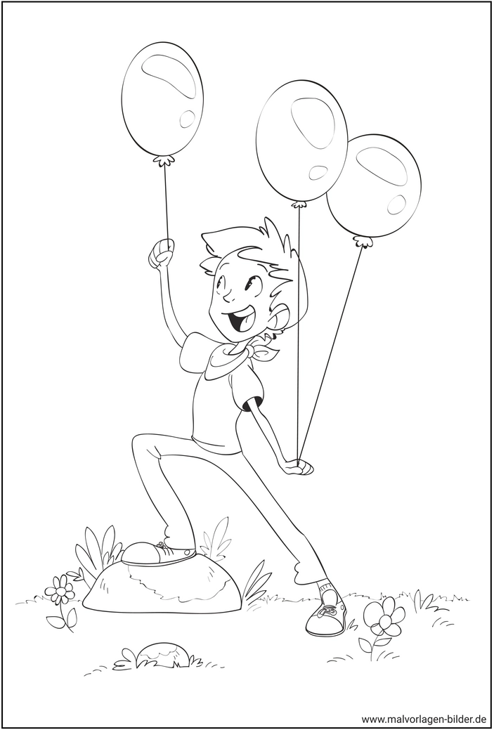 malvorlage-junge-mit-luftballons-ausmalen