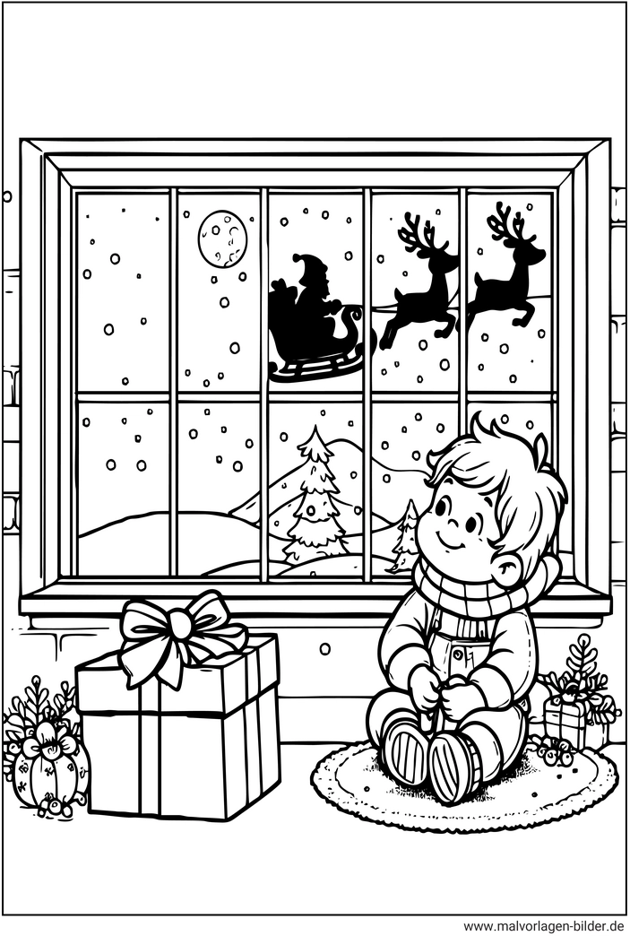 malvorlage-junge-weihnachten-am-fenster