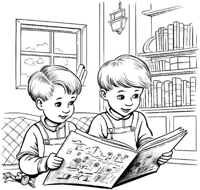 malvorlage-jungen-beim-lesen-in-einem-gemuetlichen-raum