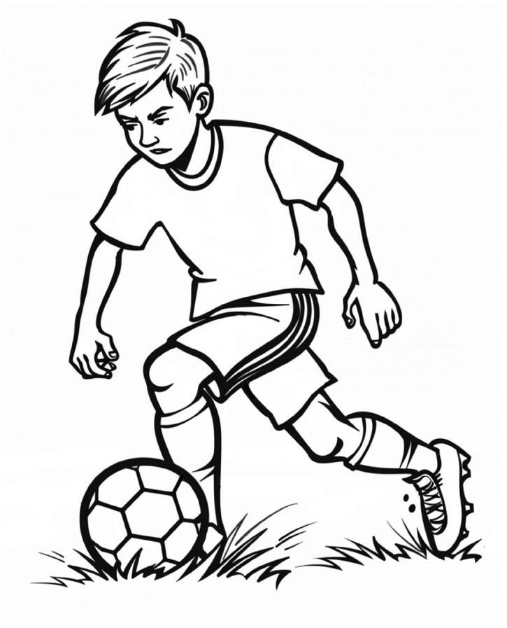 malvorlage-junger-fussballspieler-in-aktion