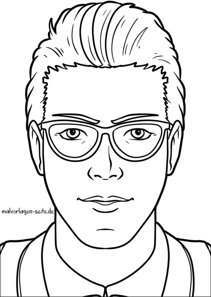 malvorlage-junger-mann-mit-brille