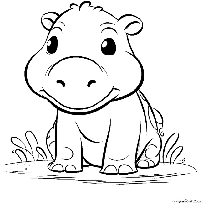 malvorlage-junges-nilpferd-ausmalbild