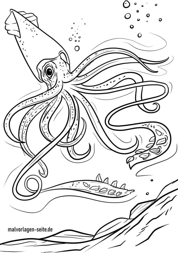 malvorlage-kalmars-in-der-unterwasserwelt