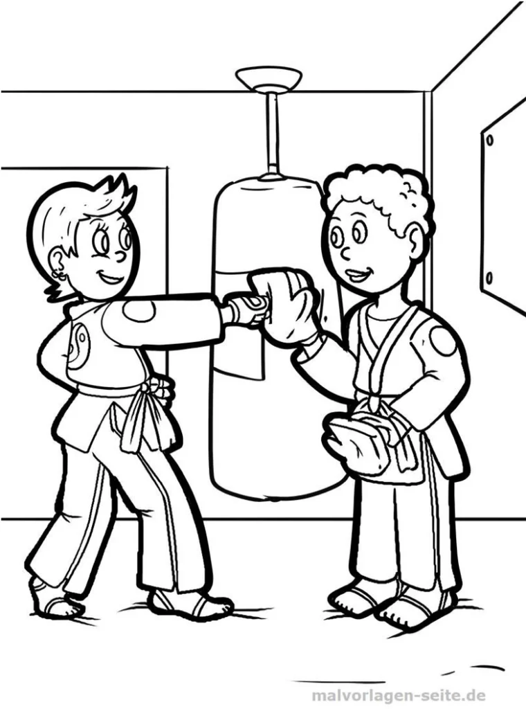 malvorlage-karate-training-kinder