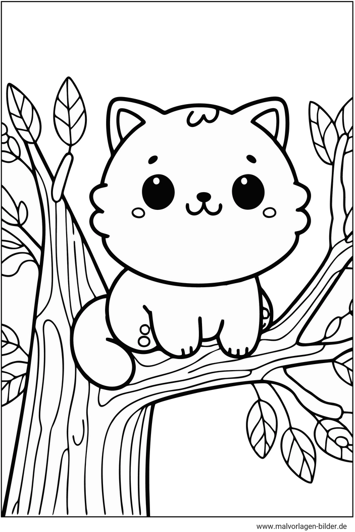 malvorlage-katze-auf-einem-baum