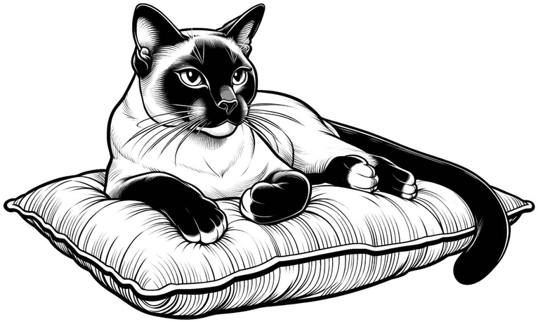 malvorlage-katze-auf-kissen-ausmalbild