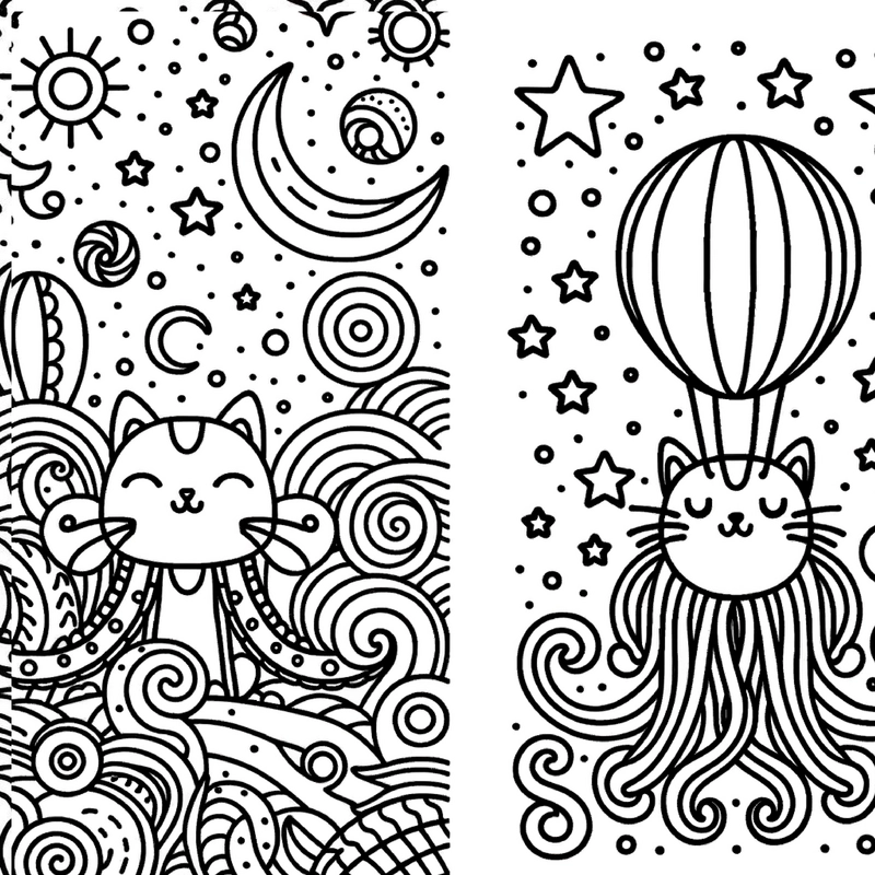 malvorlage-katze-heissluftballon-wellen-stars